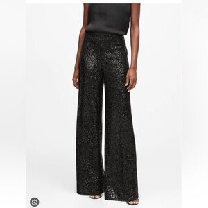 Banana Republic Black Sequin High-Rise/Wide Leg Pants (Small - NWT)